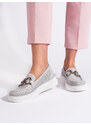 GOODIN Women's grey openwork loafers