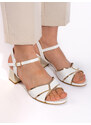 GOODIN Women's sandals with a heel white and gold