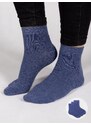 Yoclub Kids's Girls' Socks Plain With Silver Thread 3-Pack SKA-0025G-1800 Navy Blue