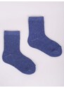 Yoclub Kids's Girls' Socks Plain With Silver Thread 3-Pack SKA-0025G-1800 Navy Blue