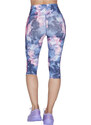 MODRO-RŮŽOVÉ KVĚTINOVÉ 3/4 LEGÍNY SKECHERS GO WALK HIGH WAISTED SUMMER ROSE CAPRI LEGGINS Květinový vzor