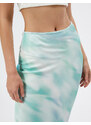 Koton Satin Midi Skirt with slits and Tie-Dye Patterned A-Line Viscose.