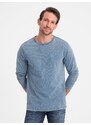 Ombre Men's wash longsleeve with round neckline - blue denim