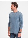 Ombre Men's wash longsleeve with round neckline - blue denim