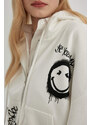 DEFACTO Oversize Fit Thick Sweatshirt Fabric Smiley Licence Cardigan