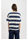 DEFACTO Relax Fit Polo Collar Striped Short Sleeve Polo T-Shirt