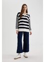 DEFACTO Regular Fit Striped Polo Neck T-Shirt Tunic