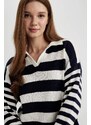 DEFACTO Regular Fit Striped Polo Neck T-Shirt Tunic