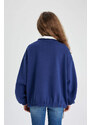 DEFACTO Oversize Fit Embroidered Long Sleeve Sweatshirt