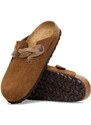 Semišové pantofle Birkenstock Boston Braided dámské, hnědá barva, 1026713