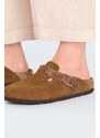 Semišové pantofle Birkenstock Boston Braided dámské, hnědá barva, 1026713