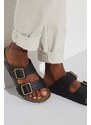 Kožené pantofle Birkenstock Arizona Bold Gap pánské, černá barva, 1022604