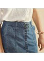 Blancheporte Rozšířená džínová sukně s páskem na kovovou sponu sepraná modrá 36