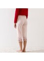 Blancheporte 3/4 pyžamové kalhoty s potiskem květin na koncích nohavic růžová 38/40