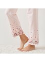 Blancheporte Pyžamové dlouhé kalhoty s květinovým potiskem na koncích nohavic růžová 34/36