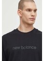 Bavlněné tričko New Balance MT41559BK černá barva, s potiskem, MT41559BK
