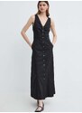 Bavlněné šaty Karl Lagerfeld černá barva, maxi
