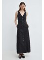 Bavlněné šaty Karl Lagerfeld černá barva, maxi
