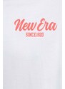 Bavlněné tričko New Era bílá barva, s potiskem