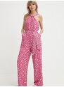 Overal Pepe Jeans DOLLY růžová barva, s kulatým průkrčníkem, PL230484