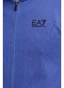 Bavlněná mikina EA7 Emporio Armani pánská, fialová barva, s kapucí, hladká