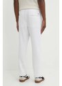 Plátěné kalhoty Solid bílá barva, jednoduché