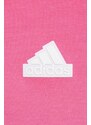Mikina adidas dámská, růžová barva, s kapucí, vzorovaná, IS3877