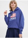 Mikina Polo Ralph Lauren dámská, tmavomodrá barva, s kapucí, s potiskem, 211935600