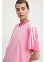 Bavlněné šaty adidas růžová barva, mini, oversize, IR6055