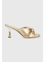 Kožené pantofle MICHAEL Michael Kors Elena dámské, zlatá barva, na podpatku, 40S4ELHS1M