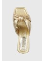 Kožené pantofle MICHAEL Michael Kors Elena dámské, zlatá barva, na podpatku, 40S4ELHS1M