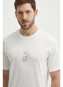 Bavlněné tričko adidas béžová barva, s potiskem, IN6236