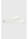 Žabky Calvin Klein Jeans FLATFORM FLIPFLOP JELLY dámské, bílá barva, na plochém podpatku, YW0YW01398