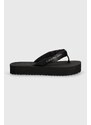 Žabky Calvin Klein Jeans BEACH SANDAL FLATFORM PADDED NY dámské, černá barva, na plochém podpatku, YW0YW01400