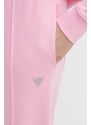 Tepláky Guess SKYLAR růžová barva, hladké, V4GB09 K8802