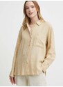 Lněná košile Tommy Hilfiger béžová barva, relaxed, s klasickým límcem, WW0WW41389