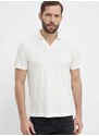 Polo tričko s lněnou směsí Calvin Klein béžová barva, K10K112959