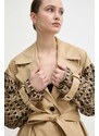 Trench kabát Karl Lagerfeld dámský, béžová barva, přechodný, oversize