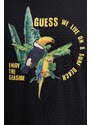 Bavlněné tričko Guess PARROTS černá barva, s potiskem, F4GI08 I3Z11