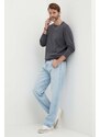 Lněný svetr Pepe Jeans MILLER šedá barva, lehký, PM702422