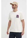 Bavlněné tričko Tommy Hilfiger béžová barva, s aplikací, MW0MW34423