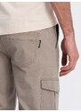 Ombre Clothing Pánské kalhoty JOGGER s cargo kapsami na zip - béžové V2 OM-PAJO-0123