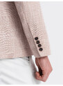 Ombre Clothing Pánské sako REGULAR střihu s plátnem - světle béžové V2 OM-BLZB-0128