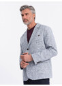 Ombre Clothing Pánské sako REGULAR střihu s plátnem - světle modré V3 OM-BLZB-0128