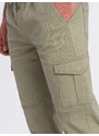 Ombre Clothing Pánské kalhoty JOGGERY s cargo kapsami na zip - khaki V1 OM-PAJO-0123