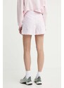 Džínové šortky Remain dámské, růžová barva, vzorované, high waist