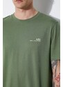 Bavlněné tričko A.P.C. item zelená barva, s potiskem, COFBT-H26904