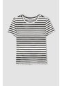 DEFACTO Fitted Crew Neck Striped T-Shirt