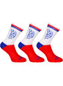 3PACK ponožky Styx vysoké červené trikolóra (3HV10444)