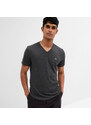 Pánské tričko GAP Micro Logo Vee Neck Tee Charcoal Grey